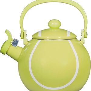 Whistling Tea Kettle for Stove Top Tennis Decor Enamel on Steel Teakettle.